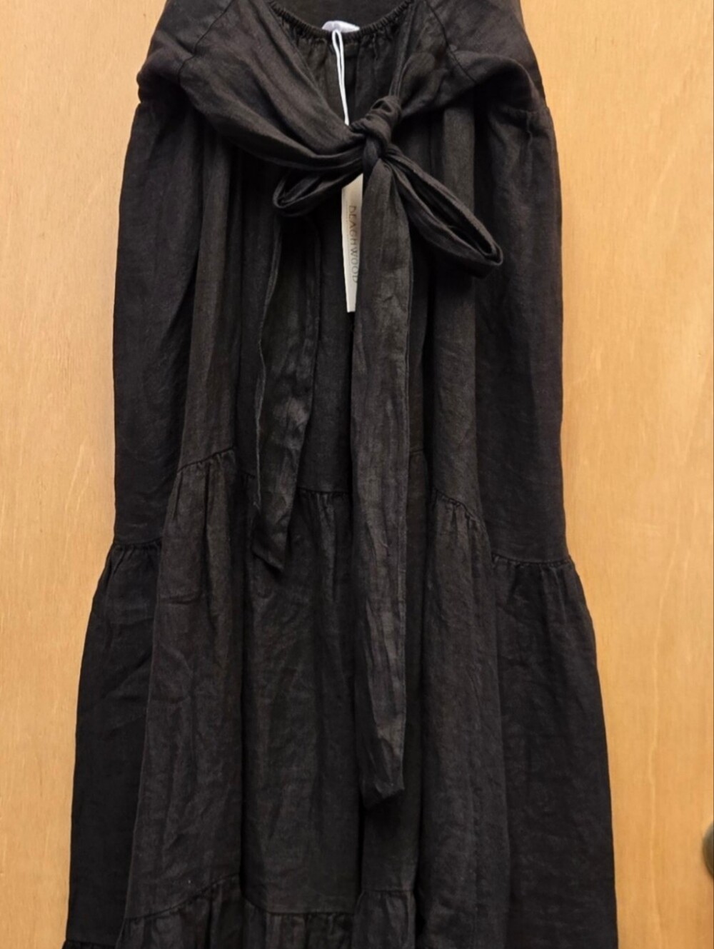 Beachwood Alma Dress Noir Black One Size Linen NWT - Picture 6 of 8